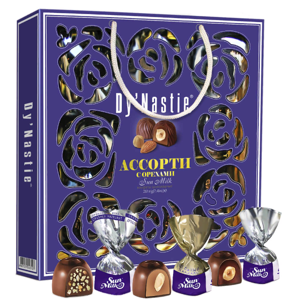 №3 Династия Сумка Конфеты "Ассорти с орехами", 210г     в Барнауле